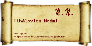 Mihálovits Noémi névjegykártya